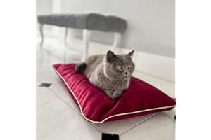 Halkalife Waterproof pillow for dogs and cats. Glamour, easy to clean pet bed (XS, Cherry)