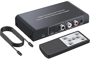 PROZOR DAC Converter 192 kHz Convertidor de Audio Digital a Analógico con Control Remoto Toslink Digital Coaxial a Estéreo Analógico L/R RCA Jack 3,5 mm con Regulador Volumen