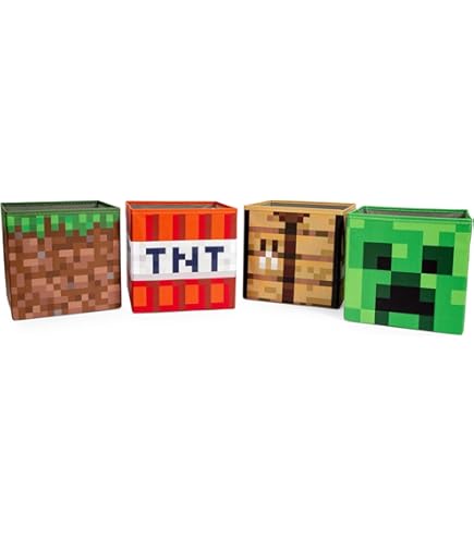 Numskull Minecraft Boîte de rangement 2 en 1 pour jouets et chaise pliante – Organiseur d'accessoires de jeu avec couvercle et poignées pour salles familiales, produit officiel Minecraft