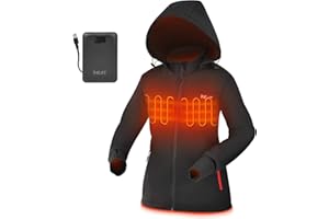 iHEAT Beheizbare Jacke Damen,Wasserdicht Winddicht Warm Softshell Winter Jacke mit QC3.0 14400MAH Akku,3 Einstellbar Temperatur Elektrischer Beheizte Jacken für Outdoor Wandern Jagd Motorrad Camping