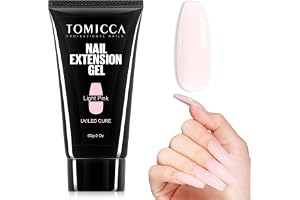 TOMICCA 60 g akrylgel för naglar ljusrosa snabb förlängningsgel polygel startset, bygggel för gelnaglar långvarig och naturlig look för nybörjare och salongsproffs