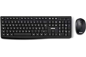 Nilox NXKMWIT012, Kit Tastiera e Mouse Wireless con Distanza Operativa di 10m, Tastiera con Layout Italiano, Mouse con Sensore Ottico da 1600 DPI, Compatibile con Windows, Linux e Mac