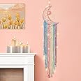 Koytoy Macrame Wall Hanging with LED Light,Moon Dream Catcher Woven Tapestry Bohemian Home Decor Wedding Party Ornaments Craft Gifts,Interior Holiday Decorations Decoration（Rainbow Colors）
