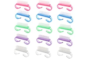 Elegance-go Cepillo De Uñas,15 Pcs Cepillo de Limpieza para Uñas Cepillos para Limpiar Uñas con Mangos Nail Brush para la Limpieza de Belleza de Manos y uñas（5 Colores） Nagelbürsten