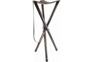 Januel - Seggiolino con gambe in legno - seduta in pelle - altezza 90 cm - tempo libero all'aria aperta campeggio - pesca Bushcraft - marrone - con tracolla - Solido e durevole