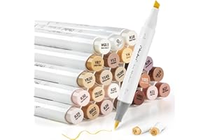 Ohuhu Marqueurs à Alcool pour les Couleurs de Peau, Pinceau et Ciseau Marqueur Artistique pour Croquis Feutres à Alcool pour les tons de Peau et les Nuances de Cheveux, Série Honolulu