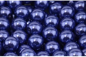 BOX DISPLAYS boxdisplays Dark Blue Glass Pearl Round 10mm - Approx 44 Beads