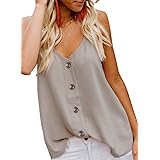 GOSOPIN Womens Summer Sleeveless V-Neck Blouse Casual Adjustable Spaghetti Straps Cami Vest Tank Tops S-XXL