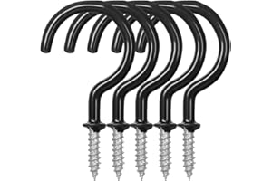 FineGood 25 Pack Cup Hook Ceiling Hooks, Vinyl Coated Screw Hanger for Indoor and Outdoor Use - Black