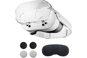 SPEEDY BEE Accessoires VR Compatibles avec Oculus/Meta Quest 3s, Inclus Coque Transparente, Protection des Lentilles et Couvre Joystick