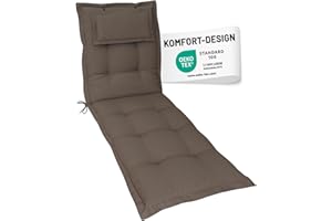 ‎HERLAG Herlag Liegenauflage AVA 190x60x9cm | Extra dickes Liegepolster 9cm mit Kopfpolster | Polsterauflage für Gartenliege mit Deluxe-Komfort | Öko Tex 100 | Taupe