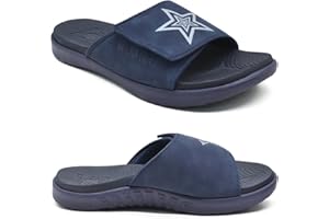 KuaiLu Mens Slides Soft Cushion Sport Sandals with Plantar Fasciitis Arch Support Orthotic Adjustable Open Toe Summer Slippers Slip on Indoor Outdoor