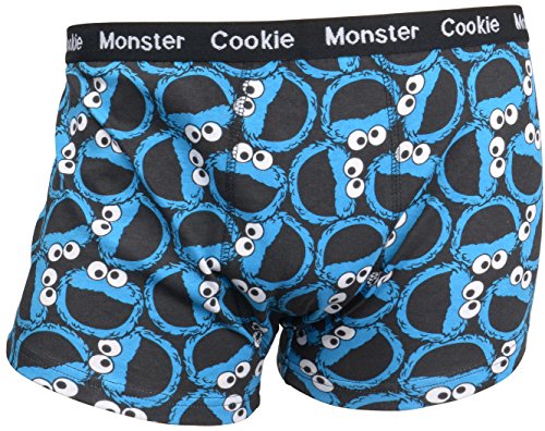 Sesamstraße - Calzoncillos Boxer con la Cara de El Monstruo de Las Galletas, Azul - XL