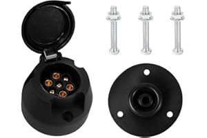 Woola 7 Pin Trailer Socket with Rubber Gasket, 12V Waterproof 7 Pin Trailer Socket Connector, for Truck RV Cars Boat Trailer Caravan