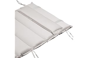 Deuba DETEX® Almohadilla para Tumbona de jardín Crema 117x58x7cm Cojín viscoelástico con Almohada Cabezal