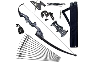 Vogbel 51" Bow and Arrow for Adults Archery Recurve Bow Takedown Straight Bow Hunting Longbow with Arrows Quiver Metal Riser Right Hand for Target Shooting Practice
