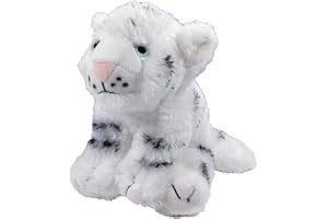 EcoBuddiez - Biały Tygrys Deluxebase. Mały pluszowy wykonany z plastikowych butelek z recyklingu. Śliczne ekologiczne pluszowe zwierzę w kształcie dla małych dzieci.