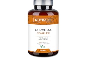 Curcuma e Piperina + Zenzero + Pepe Nero (1420mg per dose) - Curcumina - Turmeric Naturale - Curcuma BIO 120 Capsule - Nutralie