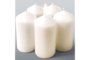 TRINIDA Pillar Candles Multipack, 5 Pack White Unscented Church Candles, Long Burning ±18 Hour 2'' × 3'' for Household Decor