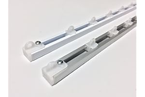 GLOBALCORPORATION Binario per tende a soffitto in alluminio bianco e argento con scorrevoli da interno bastone per tendaggi moderni scorrimento manuale strappo completo (210 Centimetri, BIANCO)