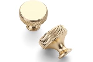 Amerdeco 10 Pack Gold Knurled Cabinet Knobs Kitchen Cabinet Handles for Drawer Dresser, Cupboard and Wardrobe