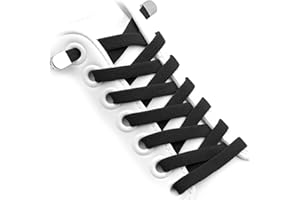 WEGOODZF No Tie Elastic Shoelaces: 8mm Wide Flat Elasticated Shoe Laces with Metal Buckles for Kids Adults 2 Pairs Replacement Shoelace for Trainers Boots