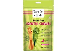 BARK OUT LOUD - Dental Treats | Brush Shape Dog Chews | Removes Plaque/Tartar | Fresh Smell | Oral Care Gluten Free| Chicken Dog Treats 100 GMS