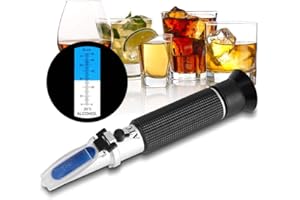 Abuycs High Proof Alcohol Refractometer, ATC Alcohol Refractometer with 0-80% Alcohol Measurement Range for Liquor and Spirits. High Accuracy ±1% Alcohol Refractometer for Whiskey, Brandy, Vodka, etc.