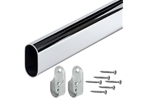 Gedotec Barra de Suspensión para la Ropa | Tubo Organizador de Acero Inoxidable | Perchero para Secar y Colgar Ganchos en Lavandería y Closet | 2000 x 30 x 15 mm | Fácil Instalación | 1 Juego