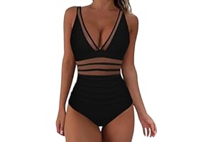 DXANDN Maillots Une Pièce Femme Transbronzant Pas Cher Soldes Maillot De Bain One-Piece Gainant Ventre Plat Maillots De Bain Une Pièce Bikini en Maille Swimsuit 1 Pieces Push Up Rembourré