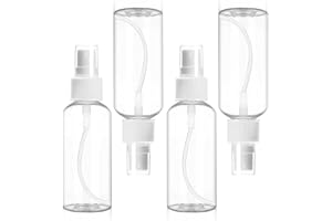 MtnLaur Flaconi Spray 4 Pezzi 50ml, Flacone Spray Vuoto, Mini Ricaricabile Bottiglia Spray, Flacone Spray Vuoto, Plastica Trasparente Flacone Spray, per Viaggi e Uscite (50ml * 4pcs)