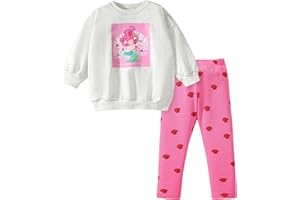 Gumyoss Girls' Clothing Set Long Tops Children's Clothing Cotton Long Sleeve Sweatshirt Top + Leggings 2-Piece Outfits Set Size 92-122