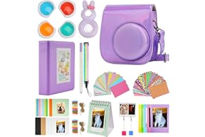 Cpano Mini 11 Kamerazubehör-Bundles für FujiFilm Instax Mini 11 mit Kameratasche/Buchalbum/Selfie Len/Wandbehangrahmen/Aufkleber/Stift （13 in 1） (Laser lila)