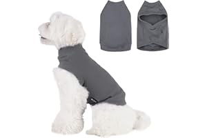 Dociote Jersey para Perro Camiseta Suave y Cálida de Invierno para Perros y Gatos de Forro Polar para Perros y Gatos Pequeños y Medianos Gris L