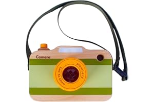 Hölzerne Mini Pretend Kamera Spielzeug für Kleinkinder 1 2 3 Jahre alt, Hals hängen fotografiert Requisiten für Jungen Mädchen Kinder Kinder