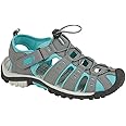 Ladies PDQ Toggle & Touch Fastening Sports Trail Sandals (6 UK, Grey/Jade)