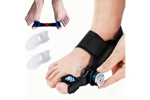 QIDUHUQI Hallux Valgus Korrektur Set, Upgrade Version mit Verstellbarer Hallux Valgus Schiene, Zehenstreckerband, 2X Silikon Zehenspreizer, Reduziert Hallux Valgus Belastung für Tag und Nacht Unisex