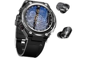 Desong Smart Watch with Earbuds,3 in 1 Round Fitness Tracker,1.28inch Smartwatch for Men,Answer/Make Call,Recording,Sleep Monitor,Sports Smart Watch For Android IOS Phone