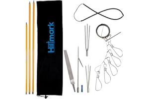 HILTMARK Hawaiian Sling Fishing Spear Set - Travel Fiberglass Pole Spear Harpoon for Spearfishing with Stainless Steel Single Barb, Lionfish & Paralyzer Tips Adjustable 4' - 7', Fishing Stringer & Sharpener