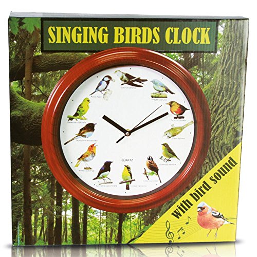 HC-Handel 912109 Wanduhr Uhr Vogelwelt mit Vogelstimmen 33 cm braun - 2