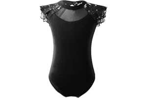 Freebily Justaucorps Danse Gymnastique Enfant Fille Leotard Ballet Patinage Artistique Dentelle Body Sport Yoga Débardeur Combinaison Danse Classique