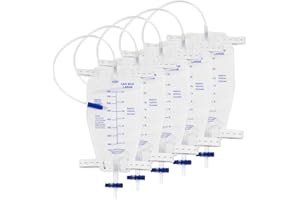 JIBENGAO 5 Stück 750ml Urinbeutel Beinbeutel mit 45cm Schlauch, Urinbeutel mit Anti Reflux Ventil und Ablass (750, 5)