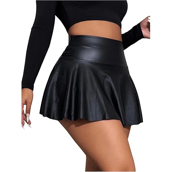 HAWILAND Leren rok voor dames, met split, elegante korte kokerrok, kantoor, business, bodycon, PU minirok, herfst, winter, zwart, M