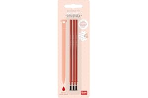 Legami - Refill per Penna Gel Cancellabile, Set 3 Pezzi, Altezza 13 cm, Inchiostro Termosensibile Rosso, Punta 0,7 mm