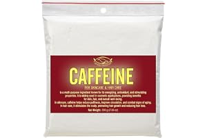 KOFFEIN ANHYDRAT – 200 g – Ren kosmetisk aktiv ingrediens för uppstramande, antioxidant- och ögonvårdsprodukter samt hårbottenbehandlingar – Perfekt för DIY-skönhet och hemmagjorda formuleringar