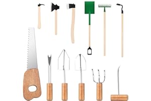 KERUHSCI Wichtel Werkzeug,Miniatur Gartenwerkzeug und Axt Wichtel Zubehör Werkzeug Miniatur Werkzeug Wichtel Zubehör Baustelle 1/12 Puppenhaus Zubehör