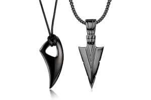 Morfetto, 2 uds., Collar con Colgante de Acero Inoxidable para Hombre, Punta de Lanza, Punta de Flecha, Dientes de Lobo, Cadena con Colgante, Conjunto de Collar