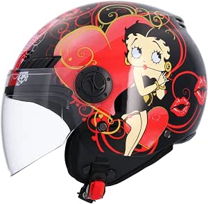 Shiro Casco Moto Jet ECE omologato Casco da moto per uomo casco donna casco  SH62 BETTY BOOM nero (S) : Amazon.it: Auto e Moto