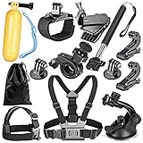 Neewer 12-in-1 Action Camera Accessory Kit for GoPro Hero 4/5 Session, Hero 1/2/3/3plus/4/5, SJ4000/5000, Xiaomi Yi, Nikon and Sony Sports DV in Swimming Rowing Climbing Bike Riding Camping and More