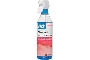 HG Glas- och spegelrengörare, streckfri glasrengörare, tar effektivt bort fett och smuts från fönster och ytor snabbt - 500 ml spray (142050106) (förpackningen kan variera)
